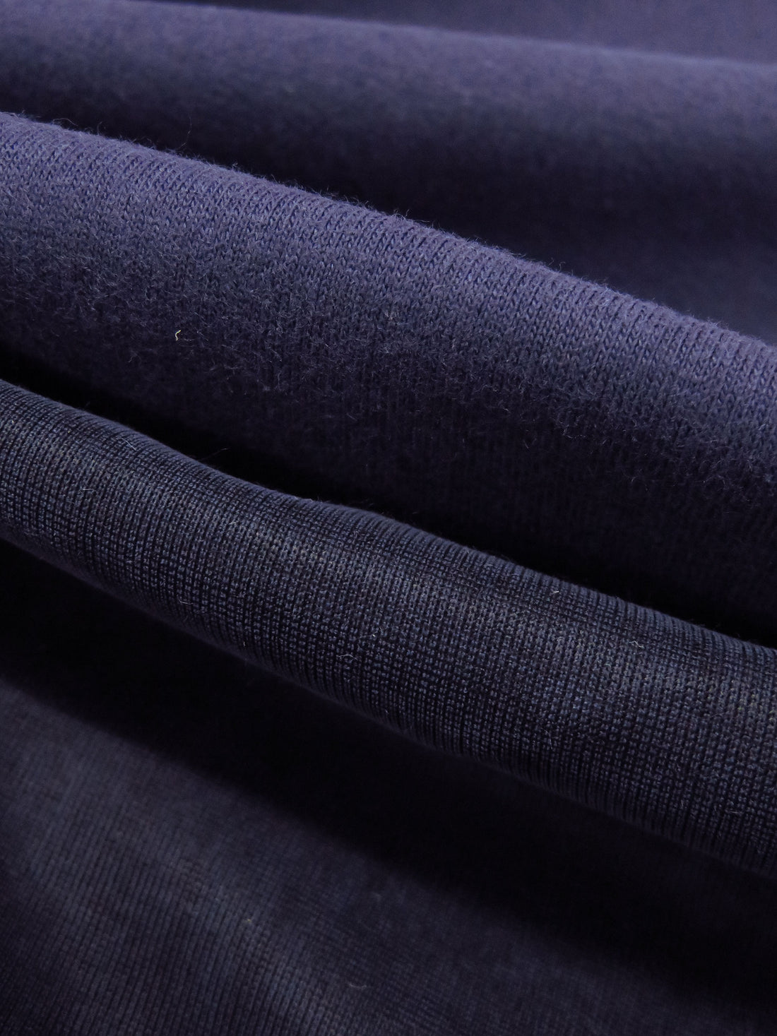 Dark Muted Blueberry/Muted Midnight Navy Cotton/Rayon/Lycra Double-Faced Knit 54W