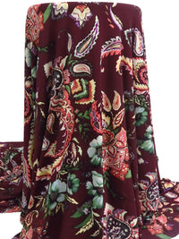 Dark Scarlet/Mantis Green/Dark Vermilion/Multi Polyester/Lycra Stylized Floral & Paisley Print ITY Knit 60W