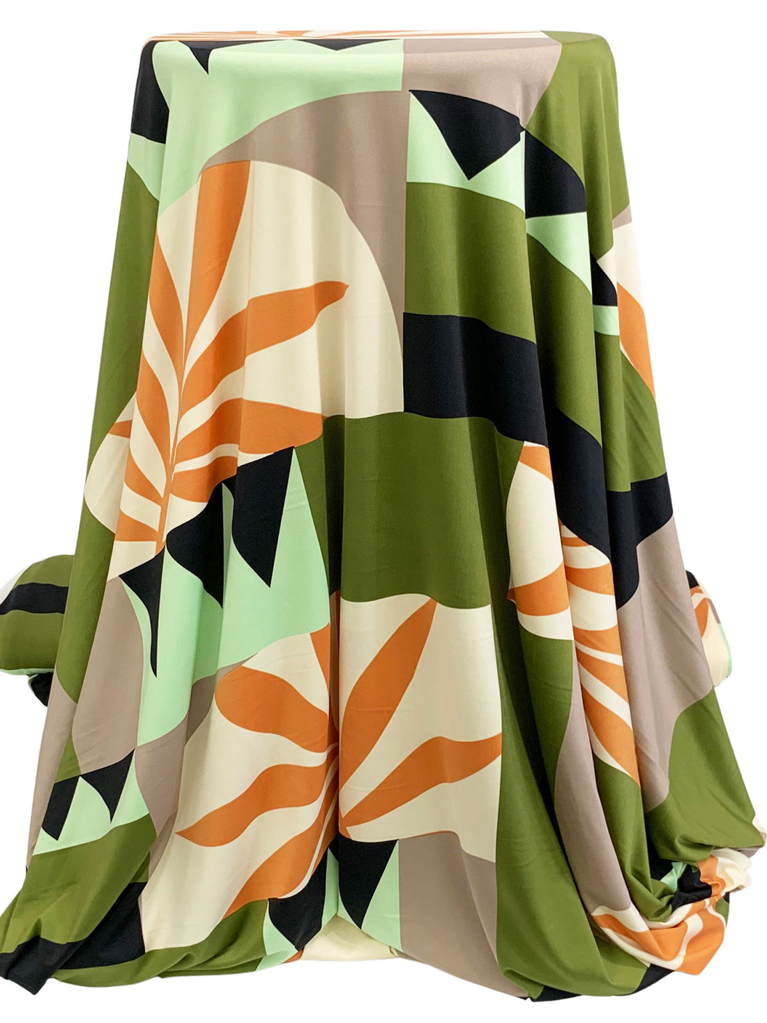 Dark Olive/Amber Orange/Multi Polyester/Lycra Geometric Floral Print FTY Knit 58W