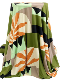 Dark Olive/Amber Orange/Multi Polyester/Lycra Geometric Floral Print FTY Knit 58W