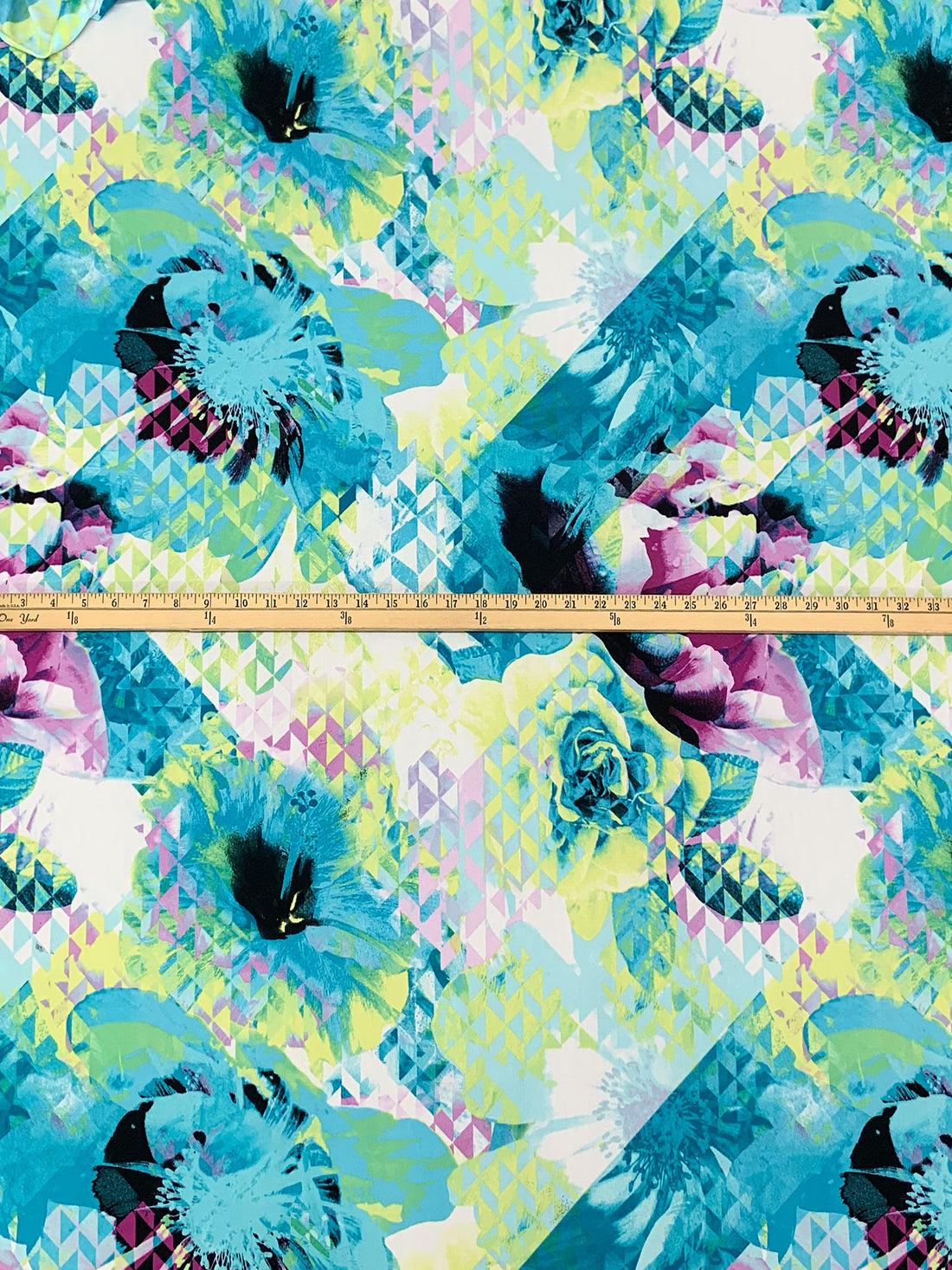 Moonstone Blue/Medium Spring Bud/Multi Polyester/Lycra Geometric Floral Print ITY Knit 61W