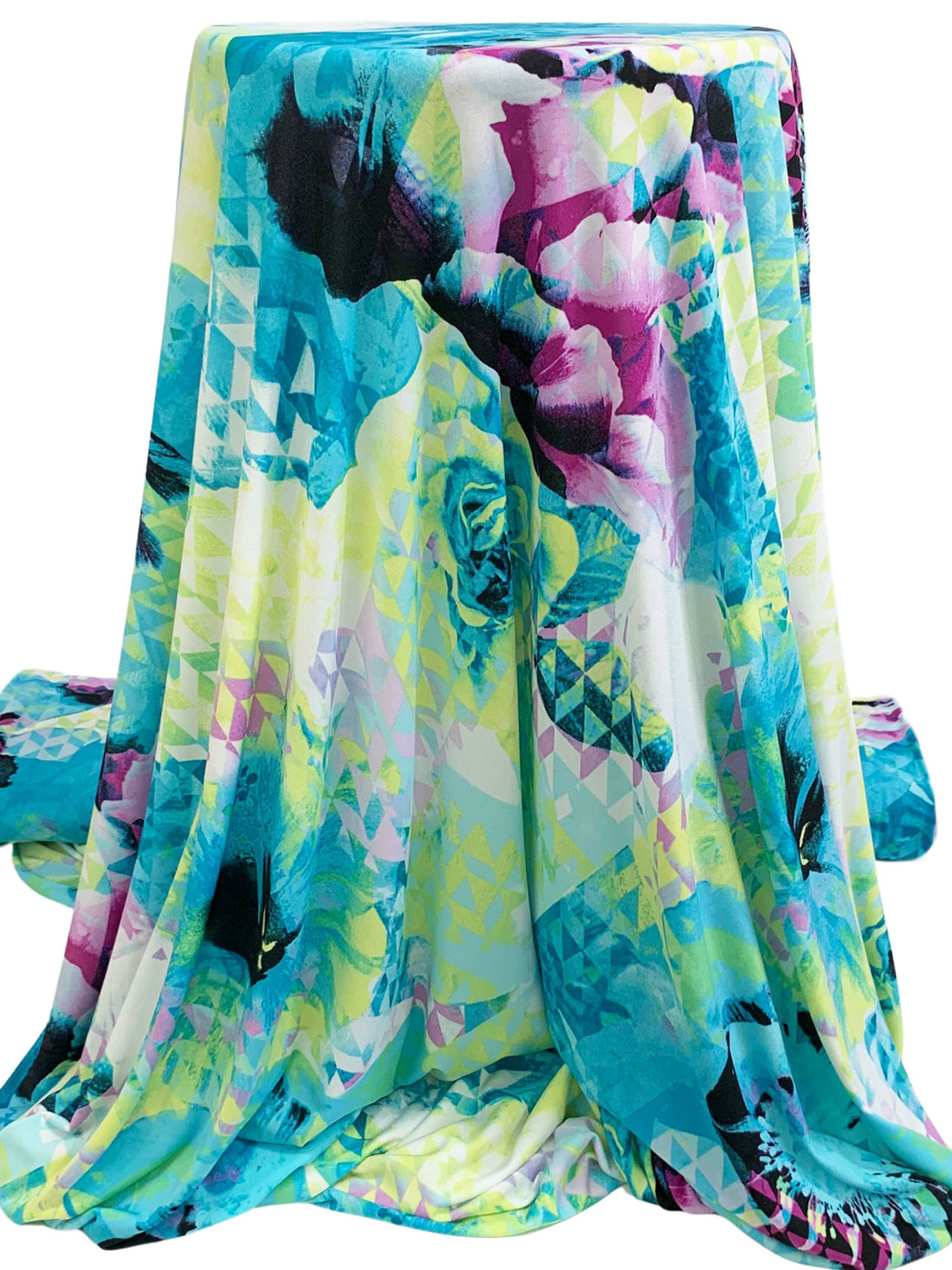 Moonstone Blue/Medium Spring Bud/Multi Polyester/Lycra Geometric Floral Print ITY Knit 61W