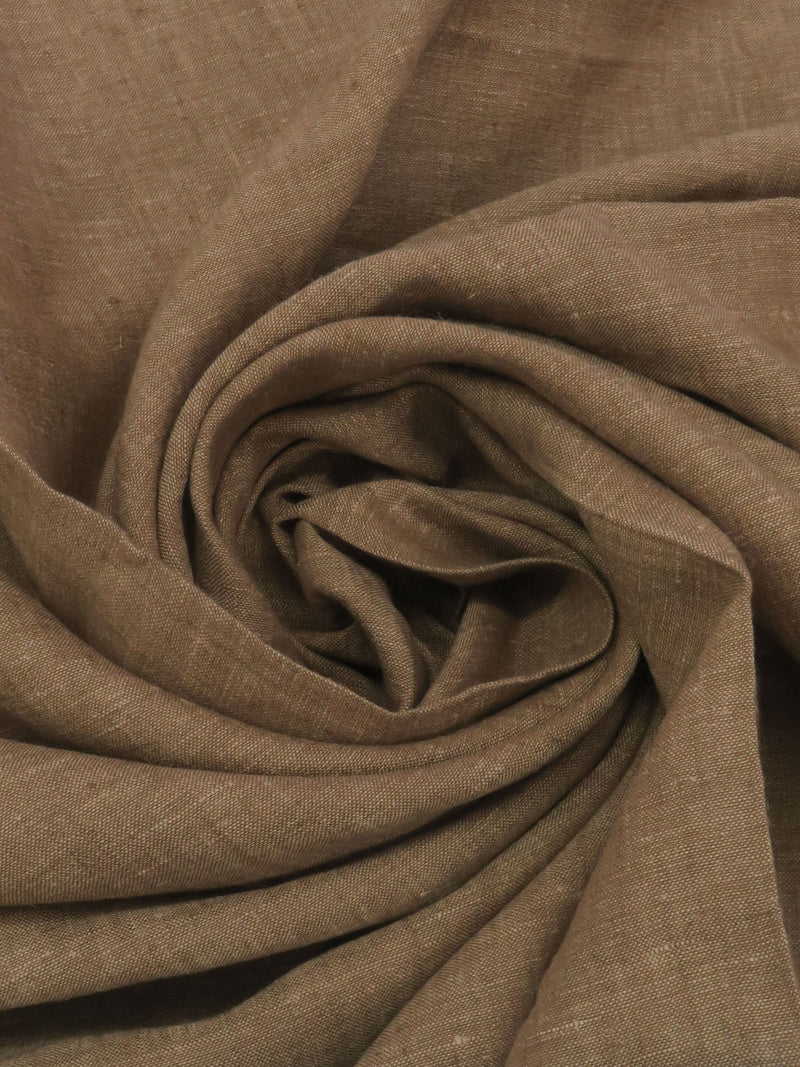 Jute Brown 100% Linen Cross-Dyed Chambray Linen 53W