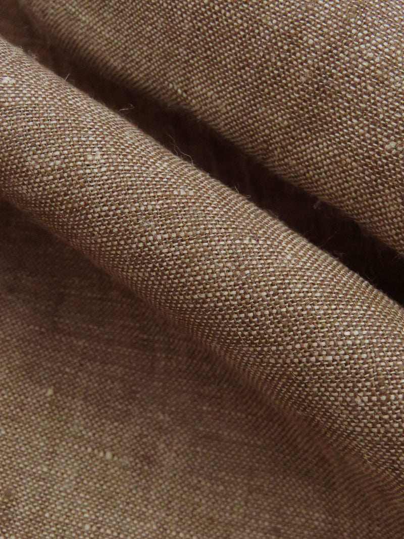 Jute Brown 100% Linen Cross-Dyed Chambray Linen 53W