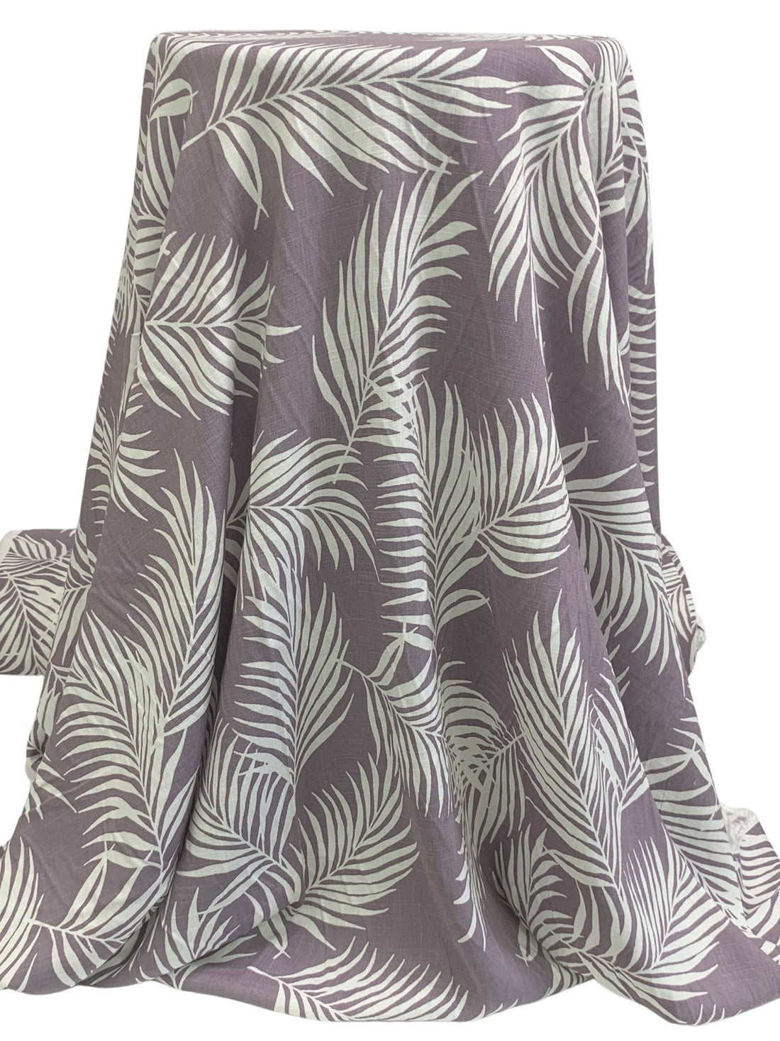 Dusty Plum/Off-White Rayon/Lycra Floral Print Linen-Look Blouse Weight Woven 59W