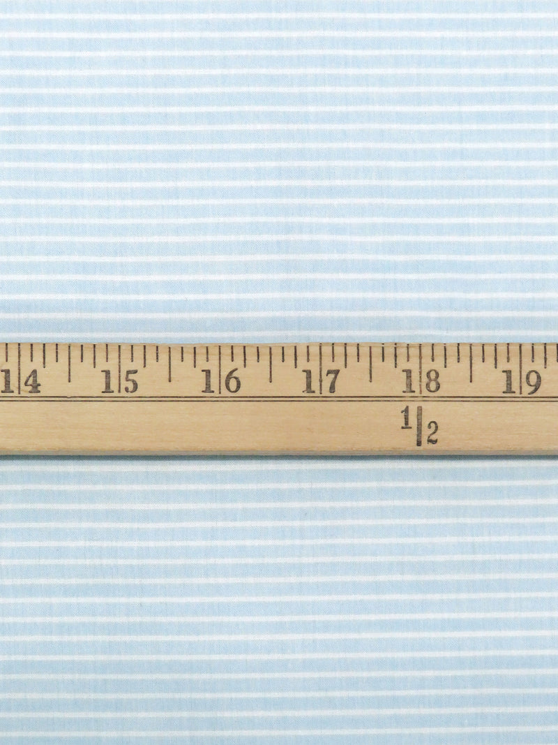 Baby Blue/White 100% Cotton Horizontal Stripe Lawn 57W