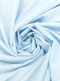 Baby Blue/White 100% Cotton Horizontal Stripe Lawn 57W