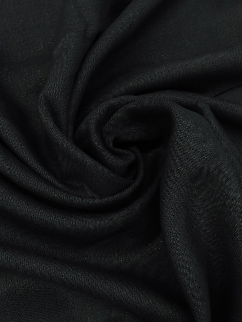 Coal Black 100% Linen Mid-Weight Woven 53W