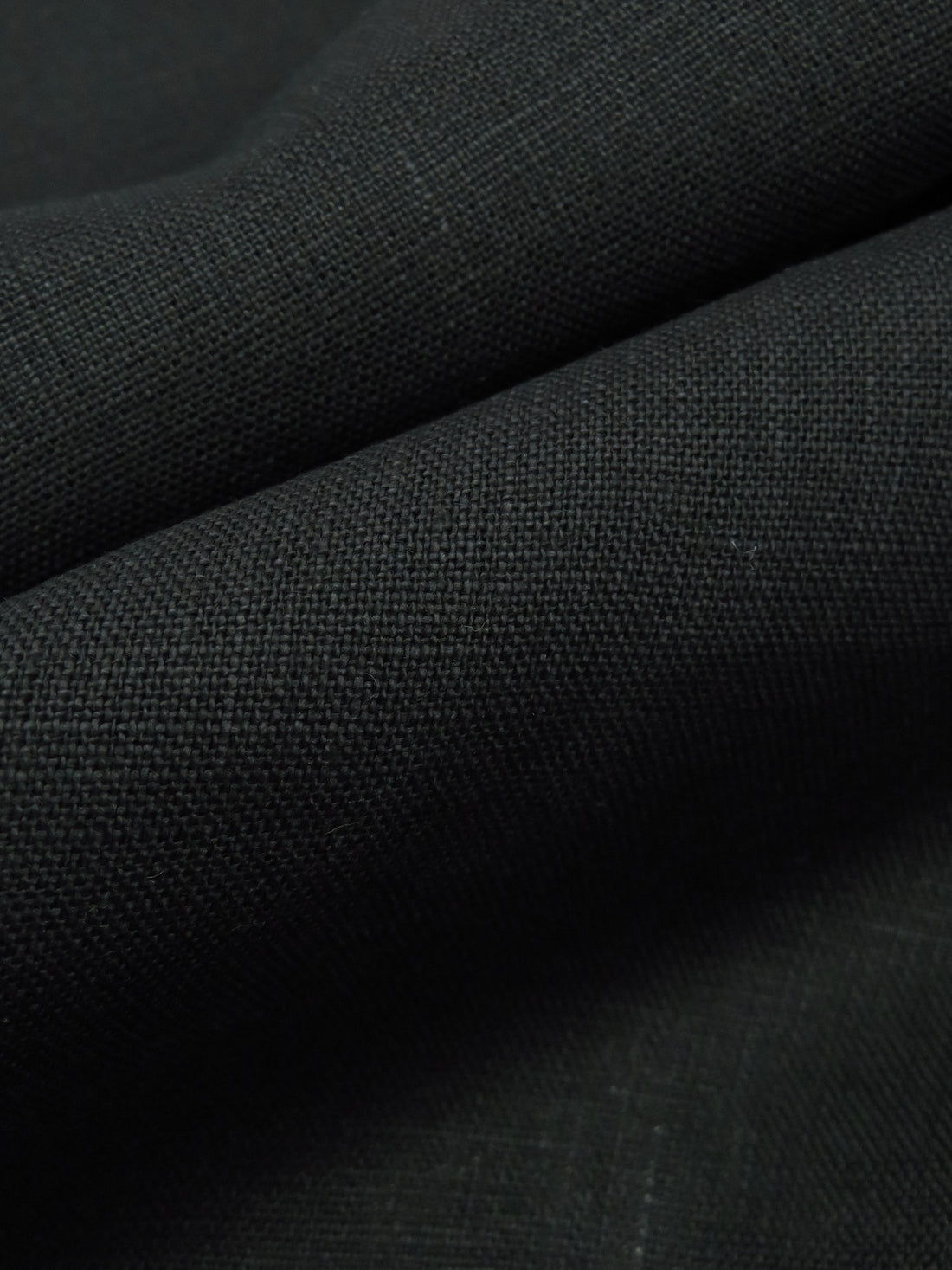Coal Black 100% Linen Mid-Weight Woven 53W