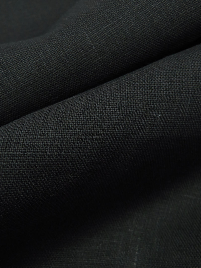 Coal Black 100% Linen Mid-Weight Woven 53W