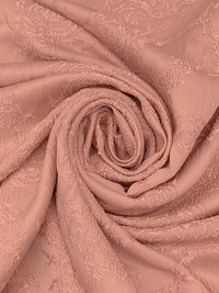 Melon Pink Polyester/Rayon Textured Floral Jacquard Satin 60W