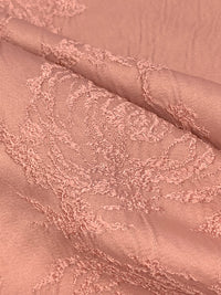 Melon Pink Polyester/Rayon Textured Floral Jacquard Satin 60W