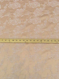 Khaki/Latte Polyester/Rayon Textured Floral Jacquard Satin 62W