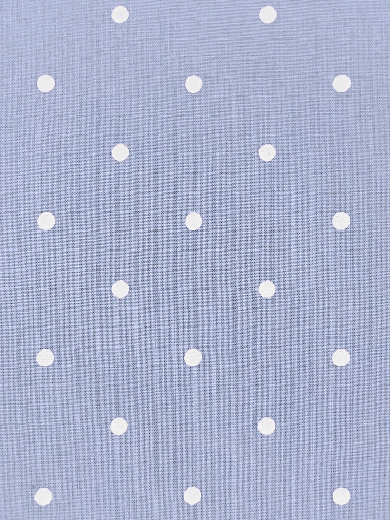 Light Blue/White 100% Cotton Polka Dot Print Shirting 56W