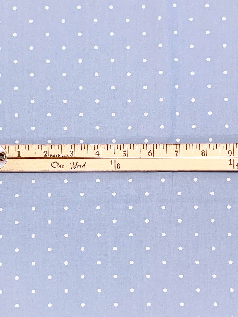 Light Blue/White 100% Cotton Polka Dot Print Shirting 56W