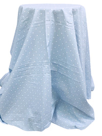 Light Blue/White 100% Cotton Polka Dot Print Shirting 56W