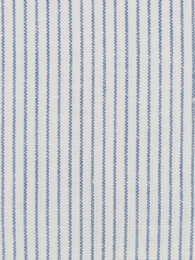 White/Slate Blue Cotton/Linen Vertical Pinstripe Shirt Weight Woven 44W