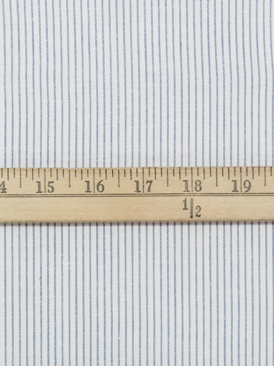 White/Slate Blue Cotton/Linen Vertical Pinstripe Shirt Weight Woven 44W