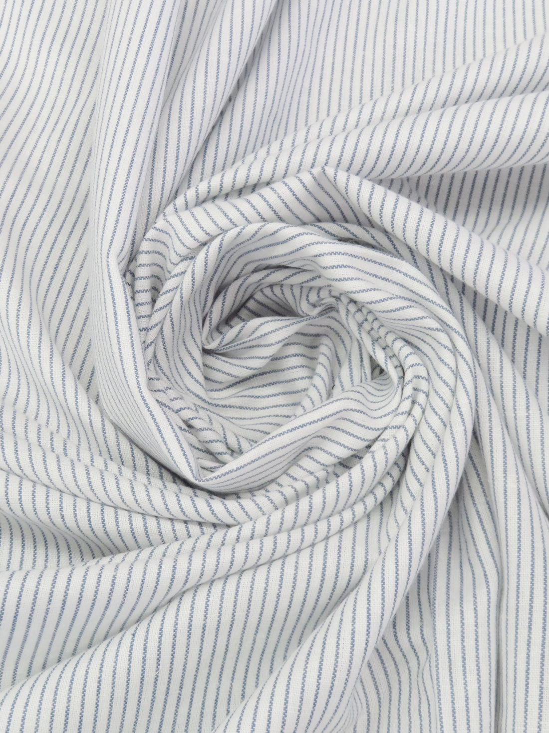 White/Slate Blue Cotton/Linen Vertical Pinstripe Shirt Weight Woven 44W