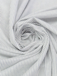 White/Slate Blue Cotton/Linen Vertical Pinstripe Shirt Weight Woven 44W