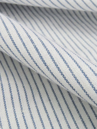 White/Slate Blue Cotton/Linen Vertical Pinstripe Shirt Weight Woven 44W