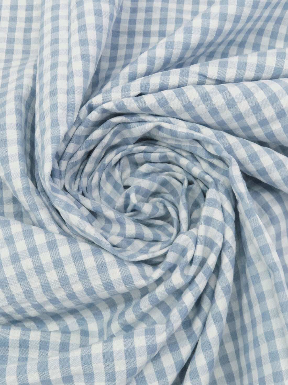 Cerulean Haze/White 100% Cotton Gingham Seersucker 44W