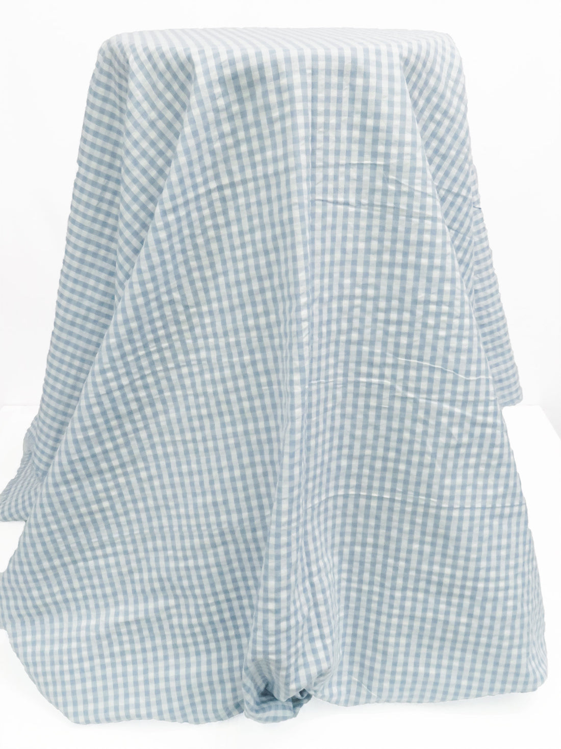 Cerulean Haze/White 100% Cotton Gingham Seersucker 44W
