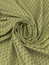 Soft Golden Olive Green/Black Cotton/Lycra Novelty Geometric Stretch Sateen - NY Designer - 52W