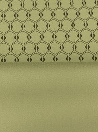 Soft Golden Olive Green/Black Cotton/Lycra Novelty Geometric Stretch Sateen - NY Designer - 52W