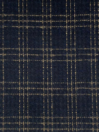 Navy/Tan 100% Polyester Plaid Tweed Weave Suiting - NY Designer - 61W