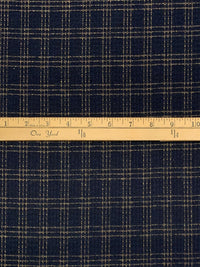 Navy/Tan 100% Polyester Plaid Tweed Weave Suiting - NY Designer - 61W