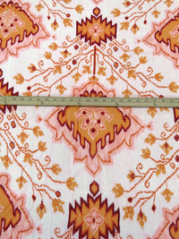 Jasper Orange/Dark Maroon/Peach Burst/Multi 100% Polyester Folk Ikat Floral Print Crepe Blouse Weight Woven 56W