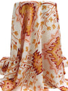 Jasper Orange/Dark Maroon/Peach Burst/Multi 100% Polyester Folk Ikat Floral Print Crepe Blouse Weight Woven 56W