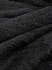 Black Cotton/Polyester Vertical Stripe Velour Knit - NY Designer - 54W