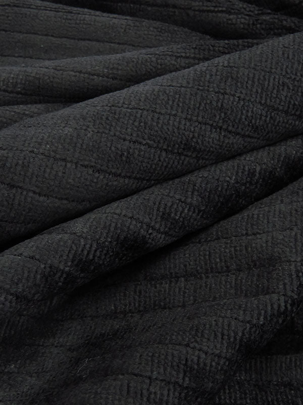 Black Cotton/Polyester Vertical Stripe Velour Knit - NY Designer - 54W