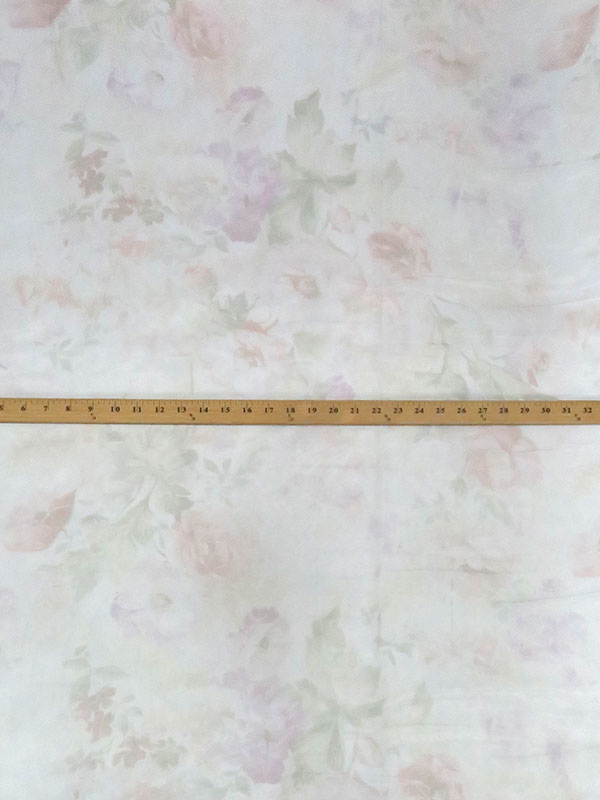 Palest Champagne/Dusty Rose/Sage/Multi 100% Polyester Painterly Floral Print Organza 56W