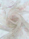 Palest Champagne/Dusty Rose/Sage/Multi 100% Polyester Painterly Floral Print Organza 56W