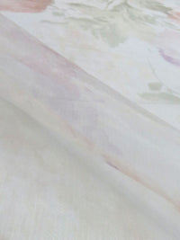 Palest Champagne/Dusty Rose/Sage/Multi 100% Polyester Painterly Floral Print Organza 56W