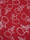 Cardinal Red/White Cotton/Polyester Snowman Print Jersey Knit 56W