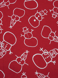 Cardinal Red/White Cotton/Polyester Snowman Print Jersey Knit 56W