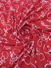 Cardinal Red/White Cotton/Polyester Snowman Print Jersey Knit 56W