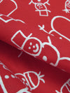 Cardinal Red/White Cotton/Polyester Snowman Print Jersey Knit 56W