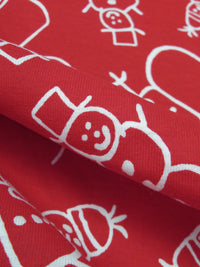 Cardinal Red/White Cotton/Polyester Snowman Print Jersey Knit 56W
