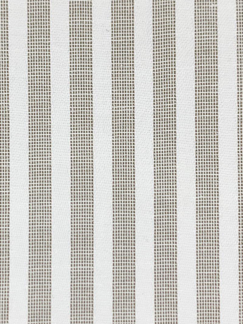 White/Umber Cotton/Polyester Vertical Fine Oxford Stripe Shirting 56W
