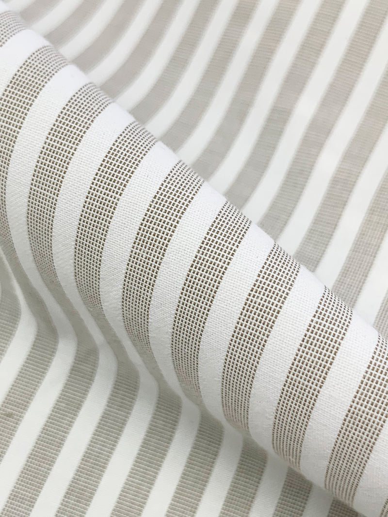 White/Umber Cotton/Polyester Vertical Fine Oxford Stripe Shirting 56W