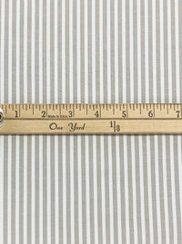 White/Umber Cotton/Polyester Vertical Fine Oxford Stripe Shirting 56W