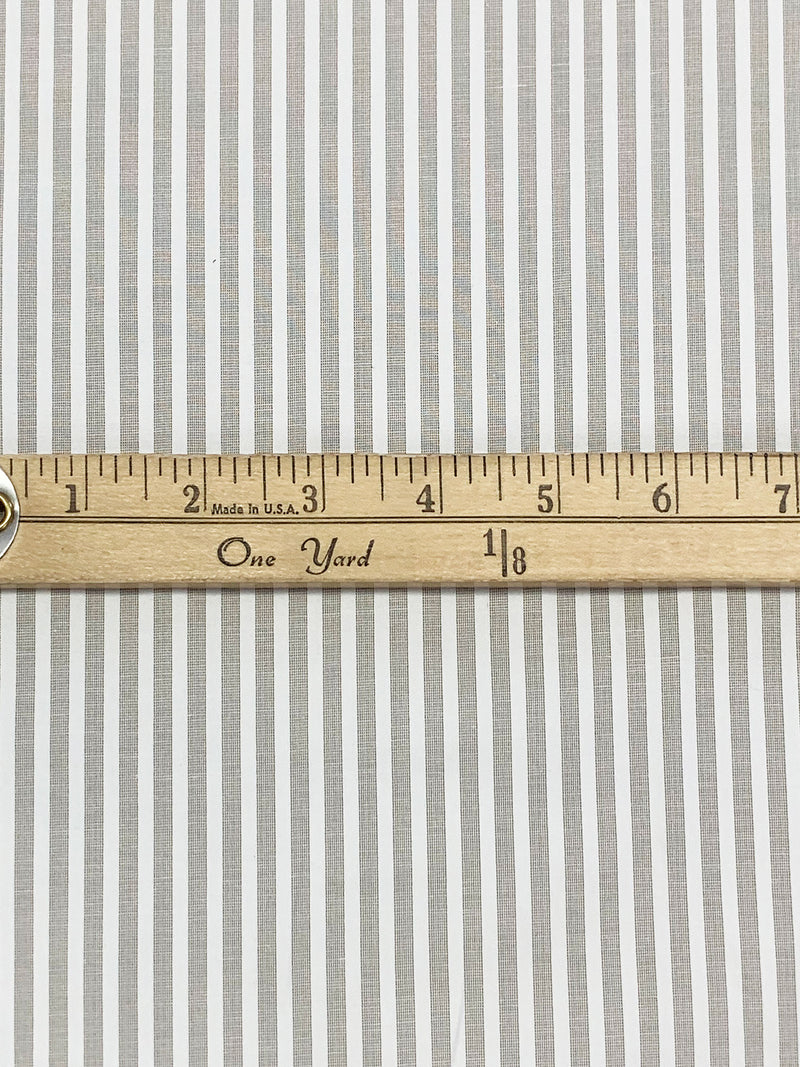 White/Umber Cotton/Polyester Vertical Fine Oxford Stripe Shirting 56W