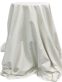 White/Umber Cotton/Polyester Vertical Fine Oxford Stripe Shirting 56W
