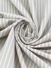 Beige/White/Brown Cotton/Polyester Vertical Satin Stripe Shirting 58W