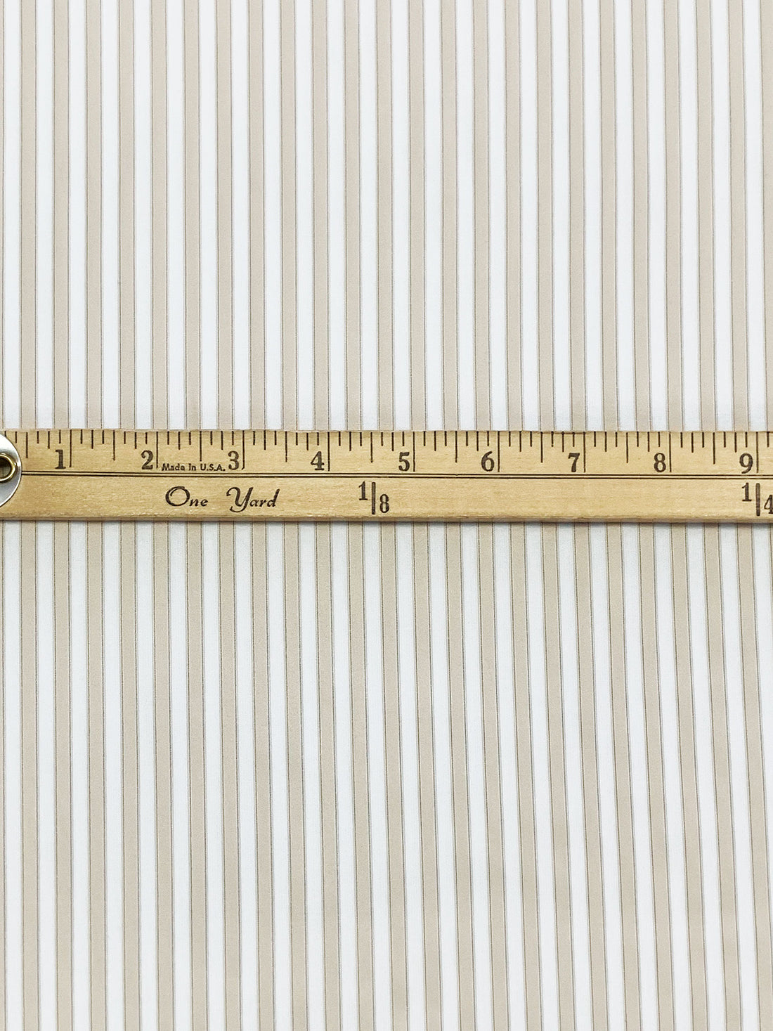 Beige/White/Brown Cotton/Polyester Vertical Satin Stripe Shirting 58W